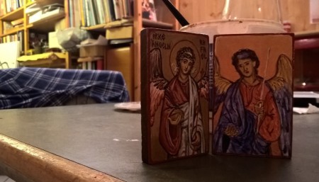 Blivande diptyk av Ärkelängeln Rafael och Ärkeängeln Mikael.