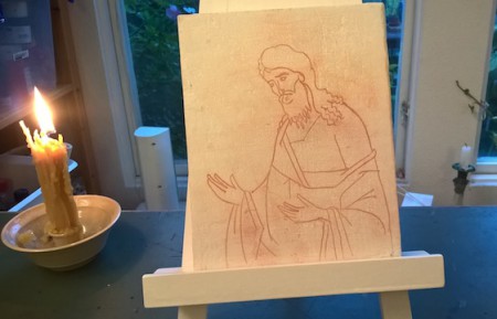 Helige Johannes förelöparen, upptecknad skiss. (13x17 cm.)